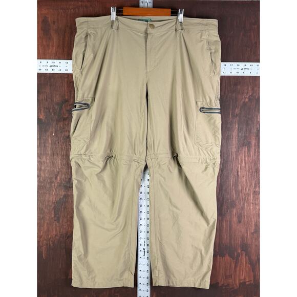 LL Bean Convertible Water Resistant Stretch Outdoor Pants Tan Khaki Mens 42x30 - Picture 2 of 10